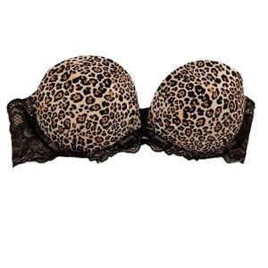 Fabulous by Victoria Secret Strapless Bra Leapord Print & Lace Size 34C